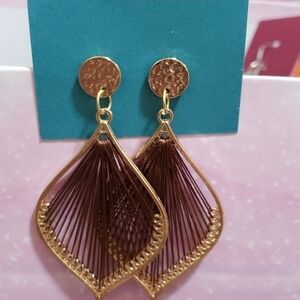 Brown earrings with round gold stud. Nwt